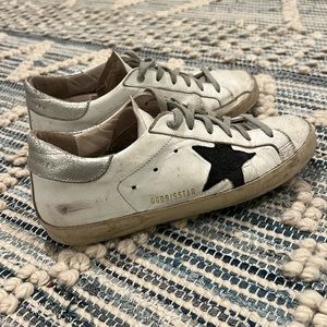 Golden Goods Navy Glitter Superstar Shoes 38